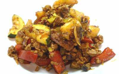 Gemüse Fleisch Pfanne nach dem issgesund-Rezept